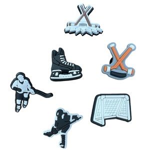 6 Pack Hockey‎ Shoe Charms for Crocs
